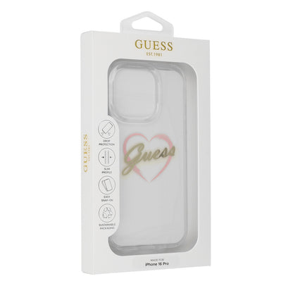 Θήκη για Apple iPhone 16 Pro, Guess, IML Heart, Διάφανη