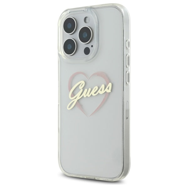 Θήκη για Apple iPhone 16 Pro, Guess, IML Heart, Διάφανη