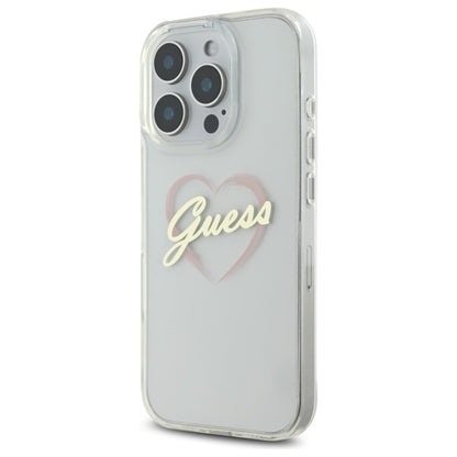Θήκη για Apple iPhone 16 Pro, Guess, IML Heart, Διάφανη