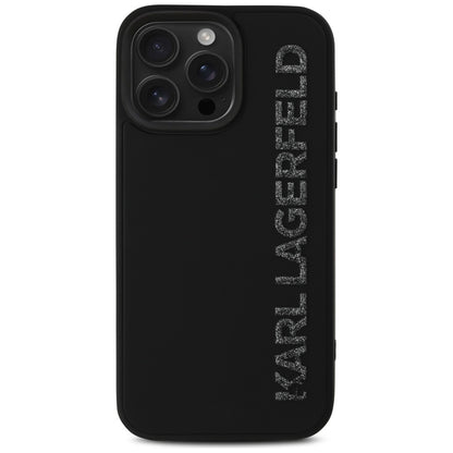 Θήκη για Apple iPhone 16 Pro, Karl Lagerfeld, 3D Rubber Elongated Glitter Logo, Μαύρη