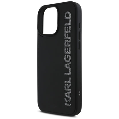 Θήκη για Apple iPhone 16 Pro, Karl Lagerfeld, 3D Rubber Elongated Glitter Logo, Μαύρη