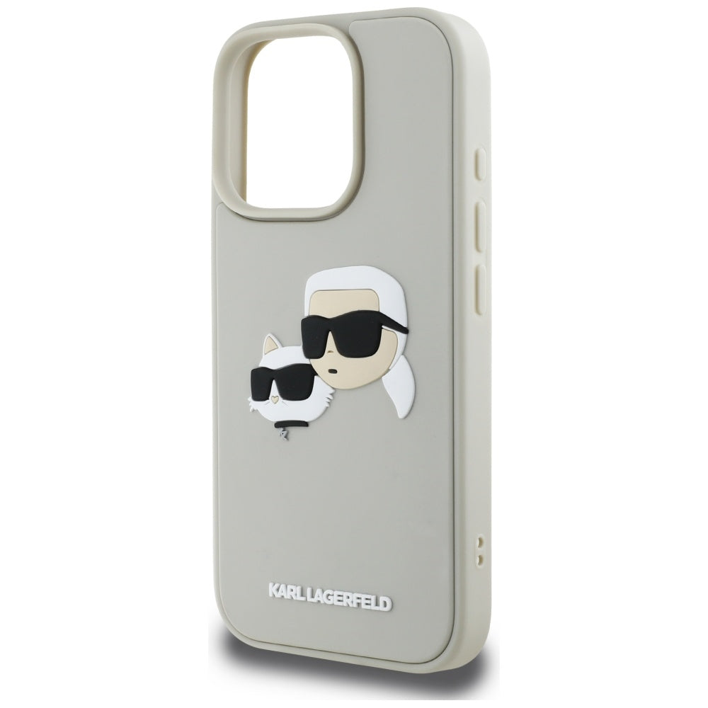 Θήκη για Apple iPhone 16 Pro, Karl Lagerfeld, 3D Rubber Karl & Choupette, Μπεζ