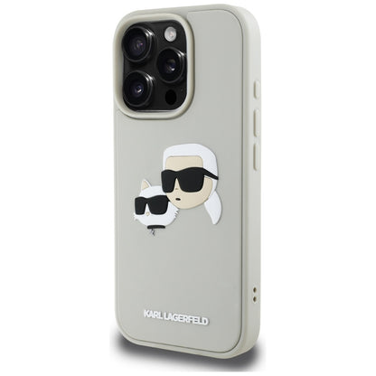 Θήκη για Apple iPhone 16 Pro, Karl Lagerfeld, 3D Rubber Karl & Choupette, Μπεζ