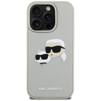 Θήκη για Apple iPhone 16 Pro, Karl Lagerfeld, 3D Rubber Karl & Choupette, Μπεζ