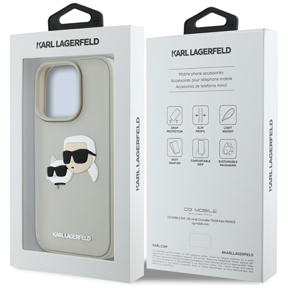 Θήκη για Apple iPhone 16 Pro, Karl Lagerfeld, 3D Rubber Karl & Choupette, Μπεζ