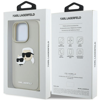 Θήκη για Apple iPhone 16 Pro, Karl Lagerfeld, 3D Rubber Karl & Choupette, Μπεζ