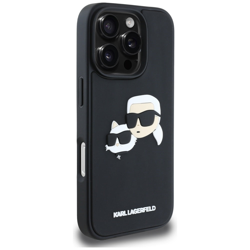Θήκη για Apple iPhone 16 Pro, Karl Lagerfeld, 3D Rubber Karl & Choupette, Μαύρη