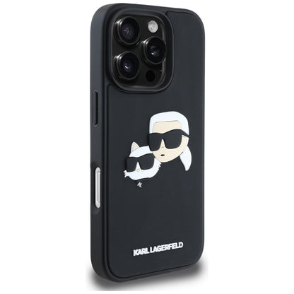 Θήκη για Apple iPhone 16 Pro, Karl Lagerfeld, 3D Rubber Karl & Choupette, Μαύρη