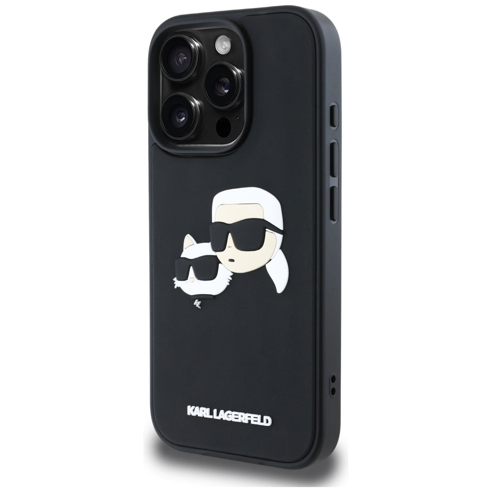 Θήκη για Apple iPhone 16 Pro, Karl Lagerfeld, 3D Rubber Karl & Choupette, Μαύρη