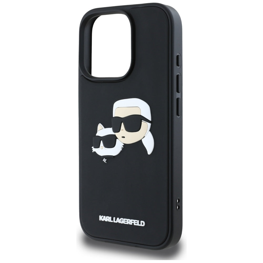 Θήκη για Apple iPhone 16 Pro, Karl Lagerfeld, 3D Rubber Karl & Choupette, Μαύρη