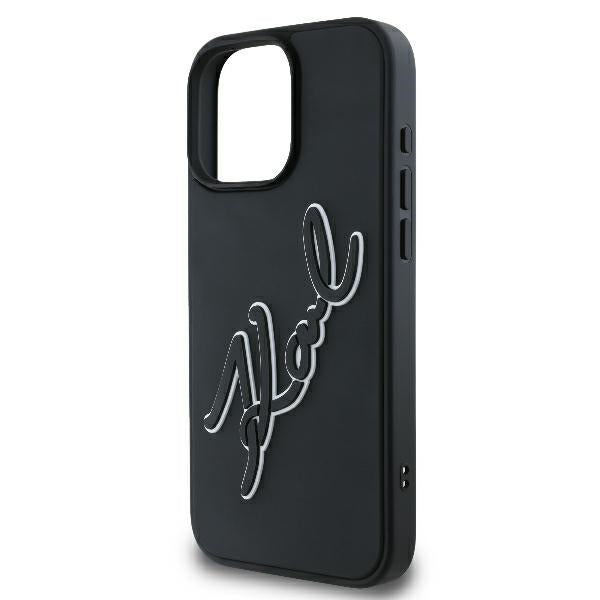 Θήκη για Apple iPhone 16 Pro, Karl Lagerfeld, 3D Rubber Signature, Μαύρη