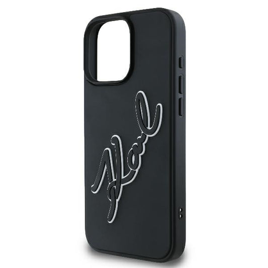 Θήκη για Apple iPhone 16 Pro, Karl Lagerfeld, 3D Rubber Signature, Μαύρη