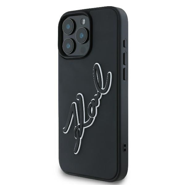 Θήκη για Apple iPhone 16 Pro, Karl Lagerfeld, 3D Rubber Signature, Μαύρη
