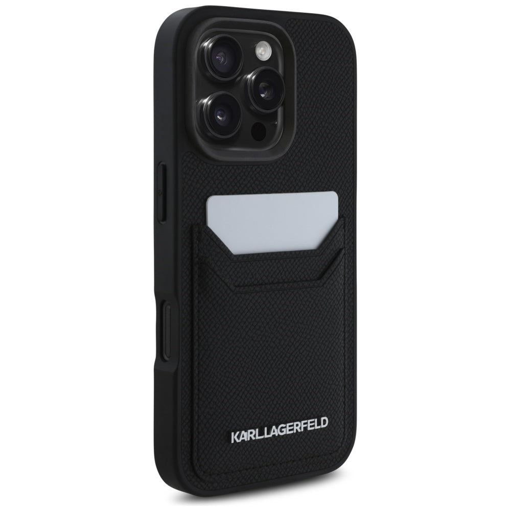 Case for Apple iPhone 16 Pro, Karl Lagerfeld, Grained Cardslots, Black