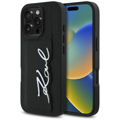 Θήκη για Apple iPhone 16 Pro, Karl Lagerfeld, Metal Signature, Μαύρη