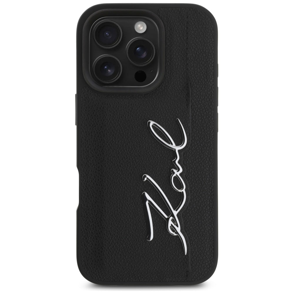 Θήκη για Apple iPhone 16 Pro, Karl Lagerfeld, Metal Signature, Μαύρη
