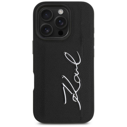 Θήκη για Apple iPhone 16 Pro, Karl Lagerfeld, Metal Signature, Μαύρη