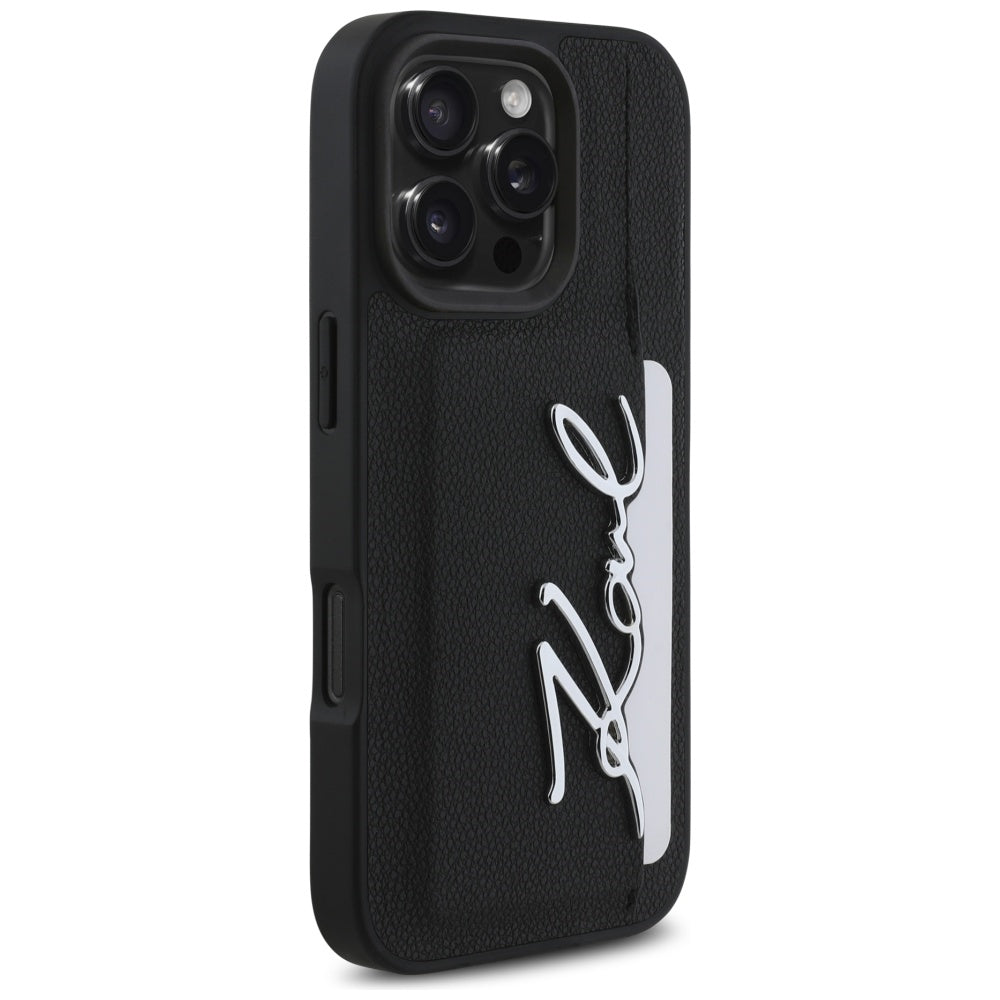 Θήκη για Apple iPhone 16 Pro, Karl Lagerfeld, Metal Signature, Μαύρη