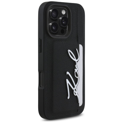 Θήκη για Apple iPhone 16 Pro, Karl Lagerfeld, Metal Signature, Μαύρη