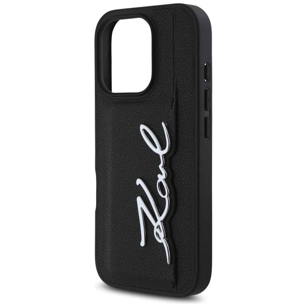 Θήκη για Apple iPhone 16 Pro, Karl Lagerfeld, Metal Signature, Μαύρη