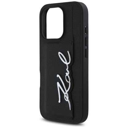 Θήκη για Apple iPhone 16 Pro, Karl Lagerfeld, Metal Signature, Μαύρη