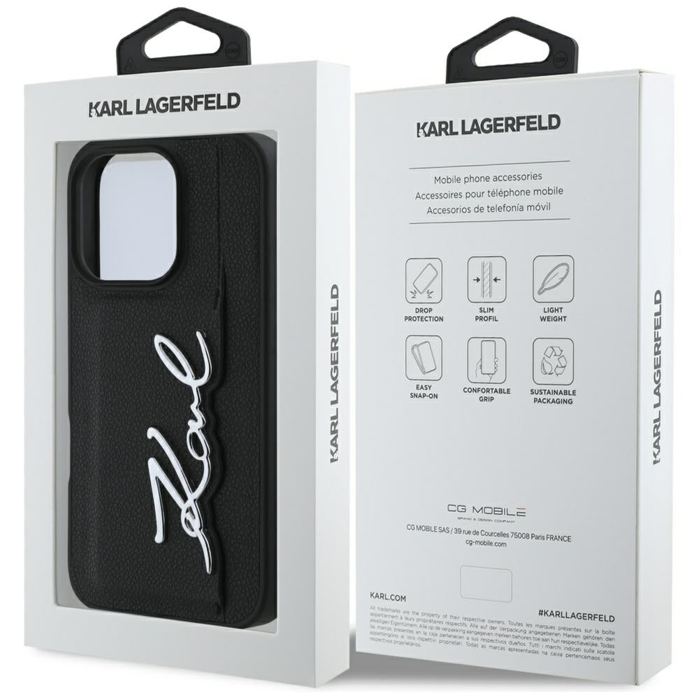 Θήκη για Apple iPhone 16 Pro, Karl Lagerfeld, Metal Signature, Μαύρη