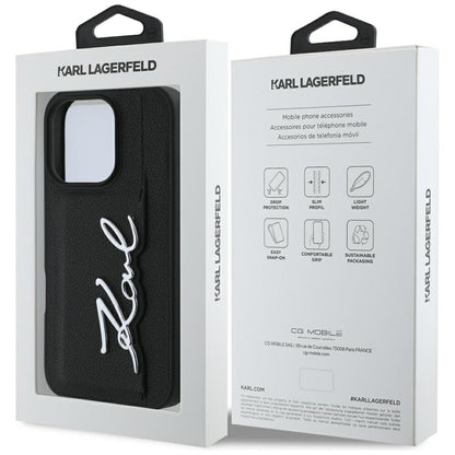 Θήκη για Apple iPhone 16 Pro, Karl Lagerfeld, Metal Signature, Μαύρη