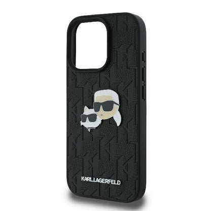 Θήκη για Apple iPhone 16 Pro, Karl Lagerfeld, Monogram Karl & Choupette's Heads, Μαύρη