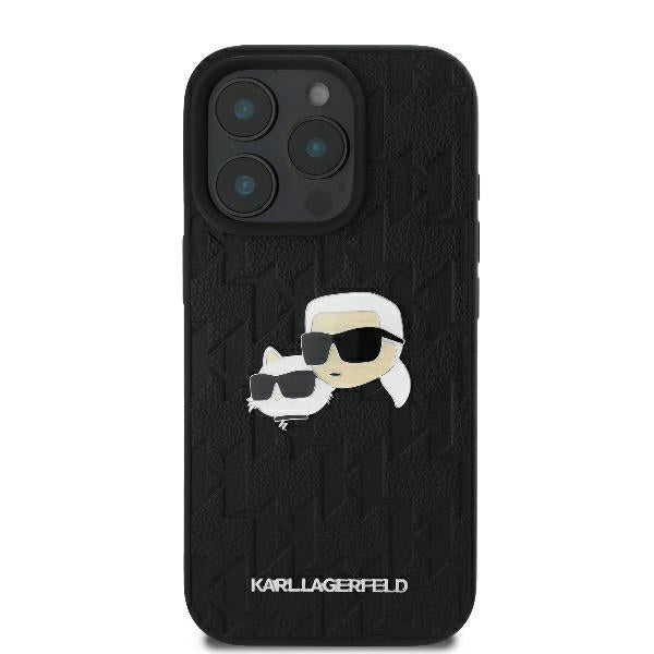 Θήκη για Apple iPhone 16 Pro, Karl Lagerfeld, Monogram Karl & Choupette's Heads, Μαύρη