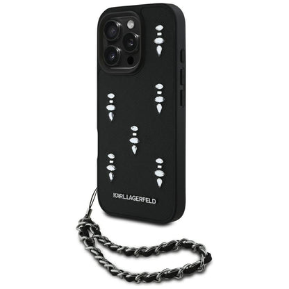 Θήκη για Apple iPhone 16 Pro, Karl Lagerfeld, Saffiano Crystals & Charm, Μαύρη