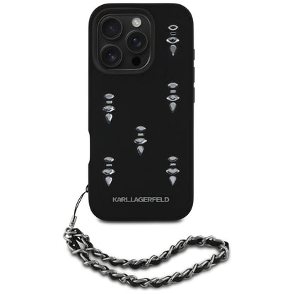 Θήκη για Apple iPhone 16 Pro, Karl Lagerfeld, Saffiano Crystals & Charm, Μαύρη