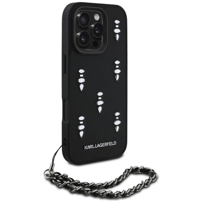 Θήκη για Apple iPhone 16 Pro, Karl Lagerfeld, Saffiano Crystals & Charm, Μαύρη