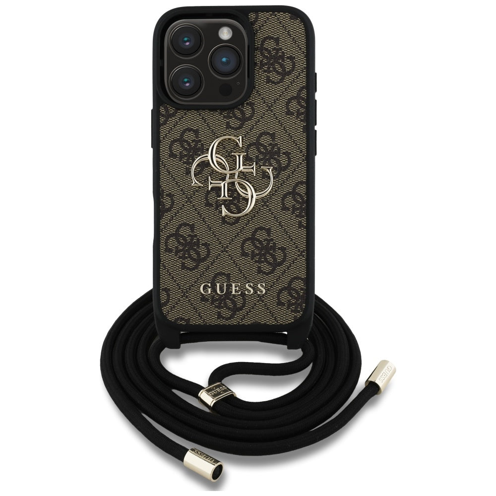 Θήκη για Apple iPhone 16 Pro Max, Guess, 4G CBDY Big Logo with Cord Strap, Καφέ