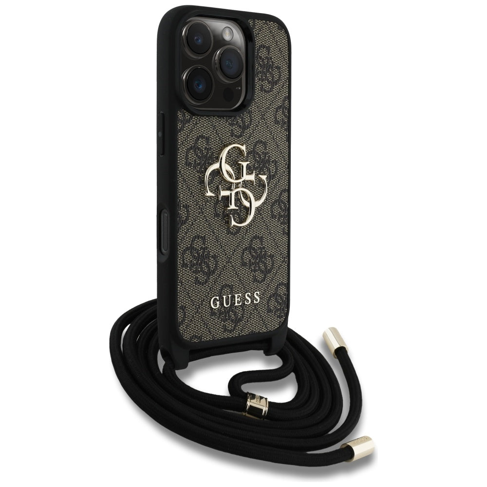 Θήκη για Apple iPhone 16 Pro Max, Guess, 4G CBDY Big Logo with Cord Strap, Καφέ