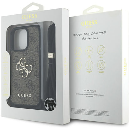 Θήκη για Apple iPhone 16 Pro Max, Guess, 4G CBDY Big Logo with Cord Strap, Καφέ