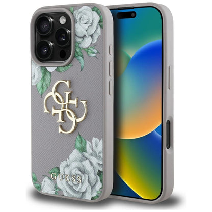 Θήκη για Apple iPhone 16 Pro Max, Guess, 4G Grained Roses Big Logo, Μοβ