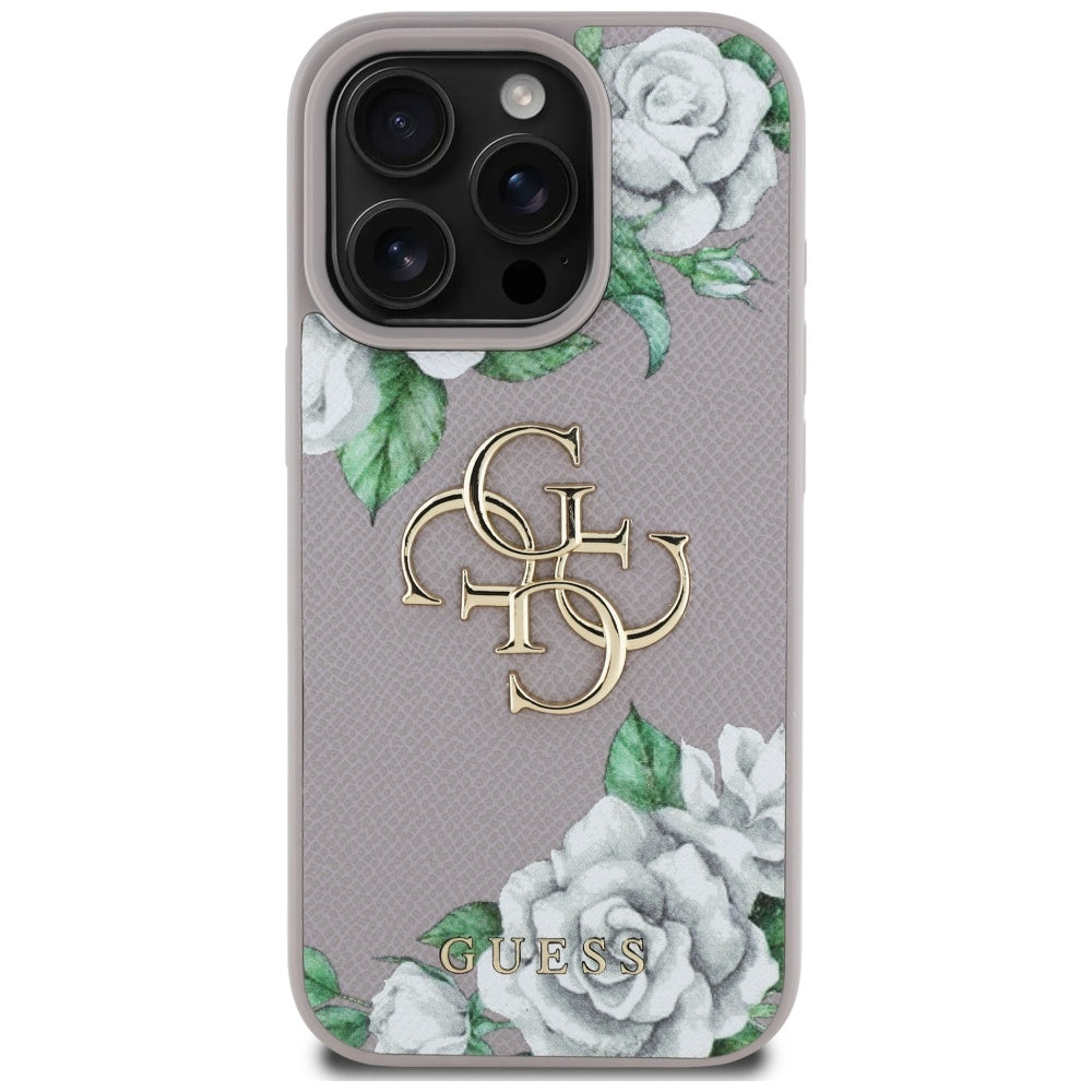 Θήκη για Apple iPhone 16 Pro Max, Guess, 4G Grained Roses Big Logo, Μοβ