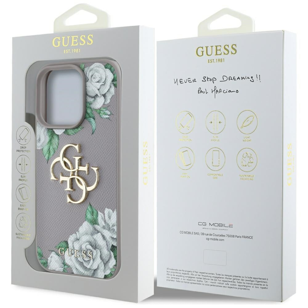 Θήκη για Apple iPhone 16 Pro Max, Guess, 4G Grained Roses Big Logo, Μοβ