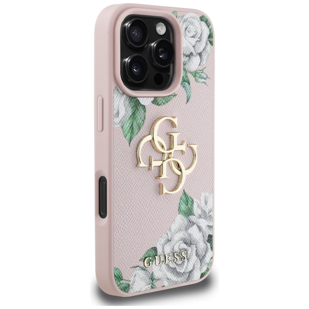 Θήκη για Apple iPhone 16 Pro Max, Guess, 4G Grained Roses Big Logo, Ροζ
