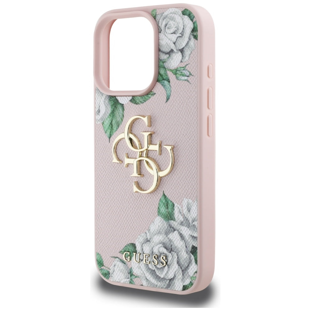 Θήκη για Apple iPhone 16 Pro Max, Guess, 4G Grained Roses Big Logo, Ροζ