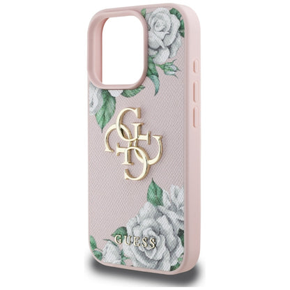 Θήκη για Apple iPhone 16 Pro Max, Guess, 4G Grained Roses Big Logo, Ροζ