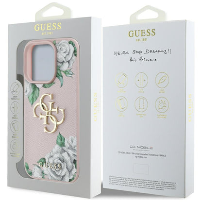 Θήκη για Apple iPhone 16 Pro Max, Guess, 4G Grained Roses Big Logo, Ροζ