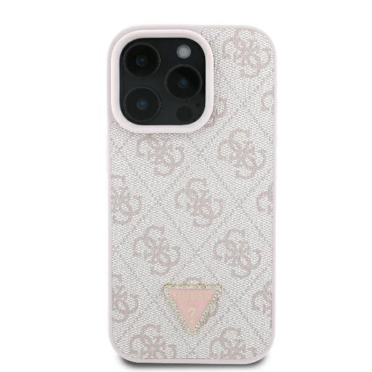 Θήκη για Apple iPhone 16 Pro Max, Guess, Crossbody 4G Triangle Strass, Ροζ
