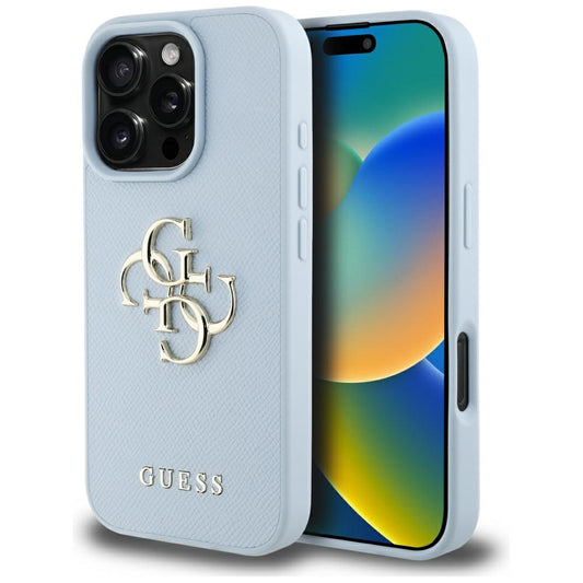Θήκη για Apple iPhone 16 Pro Max, Guess, Grained Big 4G Logo Small Classic Logo, Μπλε