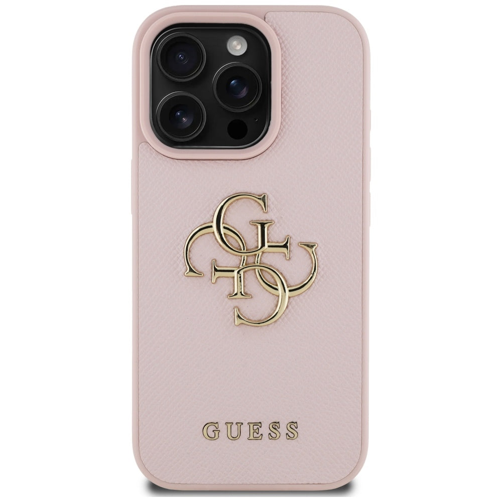 Θήκη για Apple iPhone 16 Pro Max, Guess, Grained Big 4G Logo Small Classic Logo, Ροζ