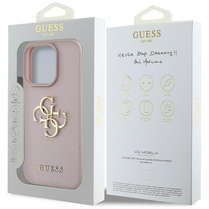 Θήκη για Apple iPhone 16 Pro Max, Guess, Grained Big 4G Logo Small Classic Logo, Ροζ
