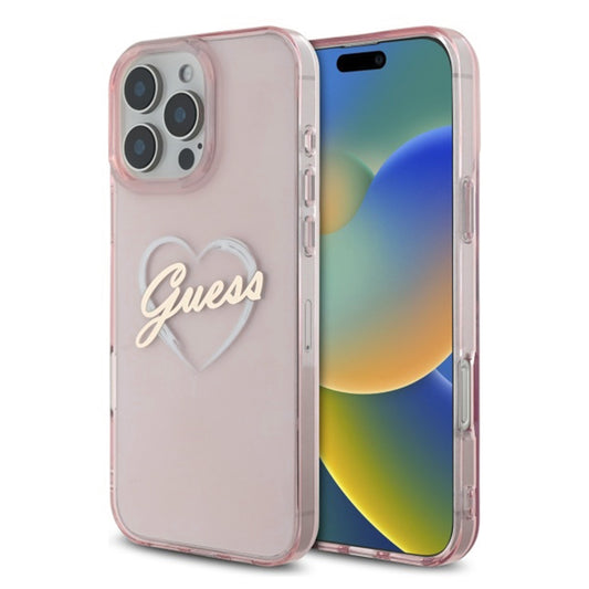 Θήκη για Apple iPhone 16 Pro Max, Guess, IML Heart, Ροζ
