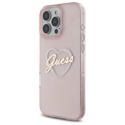 Θήκη για Apple iPhone 16 Pro Max, Guess, IML Heart, Ροζ