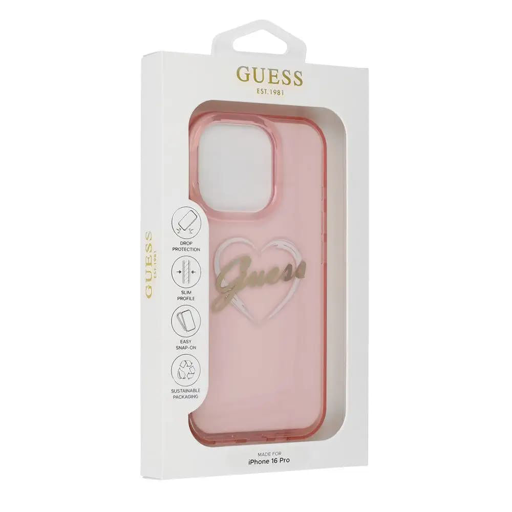 Θήκη για Apple iPhone 16 Pro Max, Guess, IML Heart, Ροζ
