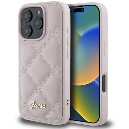 Θήκη για Apple iPhone 16 Pro Max, Guess, Quilted Metal Logo, Ροζ